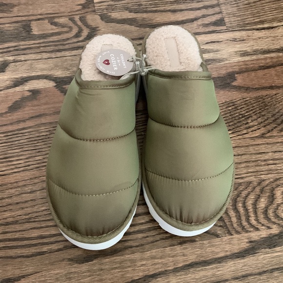 Anthropologie Maeve Green Puffy Platform Slippers - Picture 4 of 9